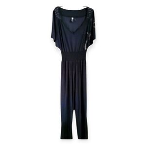 Rare Apple Bottoms Smocked Black Silver Winged Romper Size Large